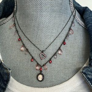 Vintage Style Cameo & Heart Necklace